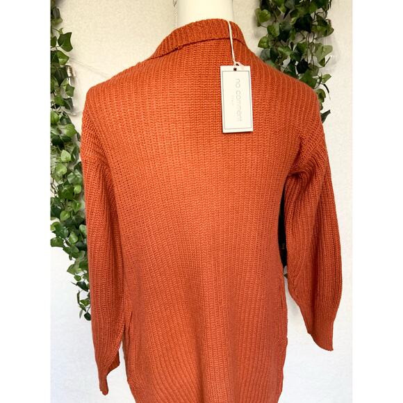 NWT No Comment 100% Acrylic Yarn Orange Cardigan Sweater Women's Small - Picture 7 of 9